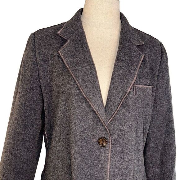 Harve Benard Womens 10 Vintage Wool Recycled Cashmere Blend Gray Career Blazer - Picture 3 of 9